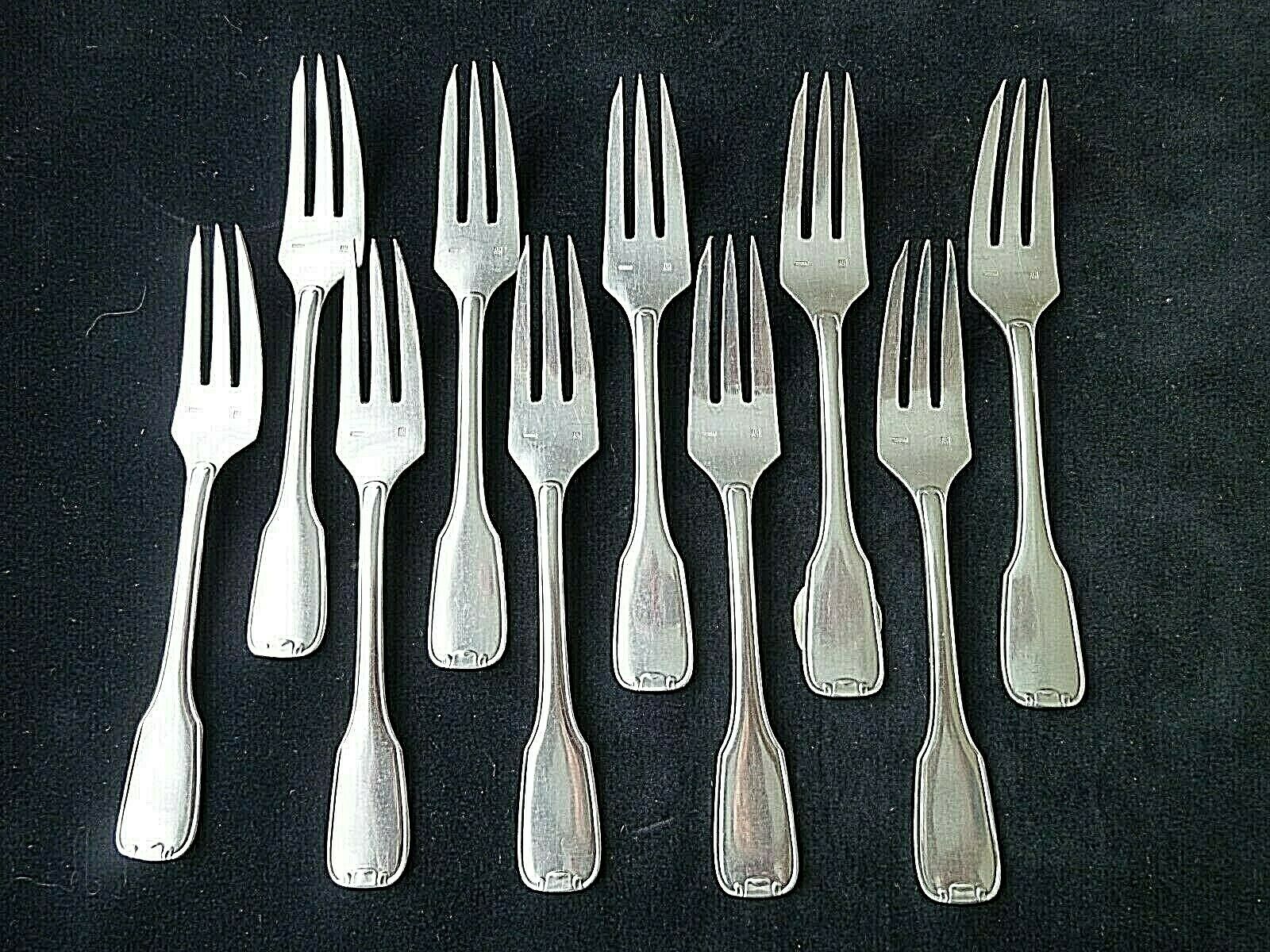 Set of 10 silver metal cake forks François Frionnet