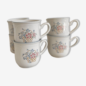 Tasses vintage porcelaine Country Market Collection made in Japan motif fleuri