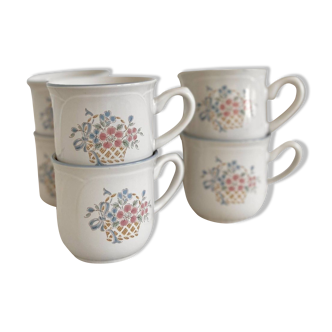 Tasses vintage porcelaine Country Market Collection made in Japan motif fleuri