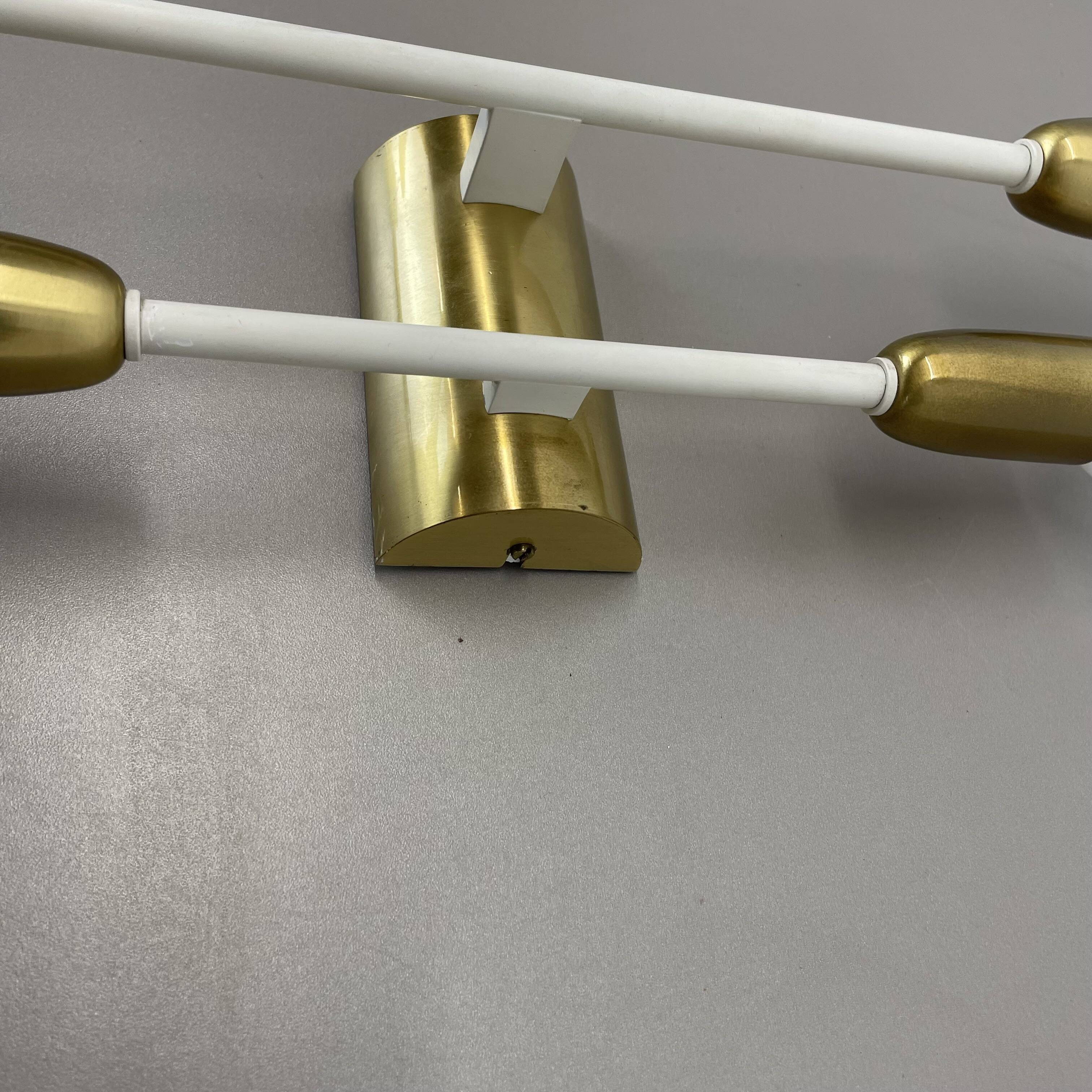 Rare Minimalist 37cm Brass Stilnovo Style Theatre Wall Light Sconce, Italy 1950s