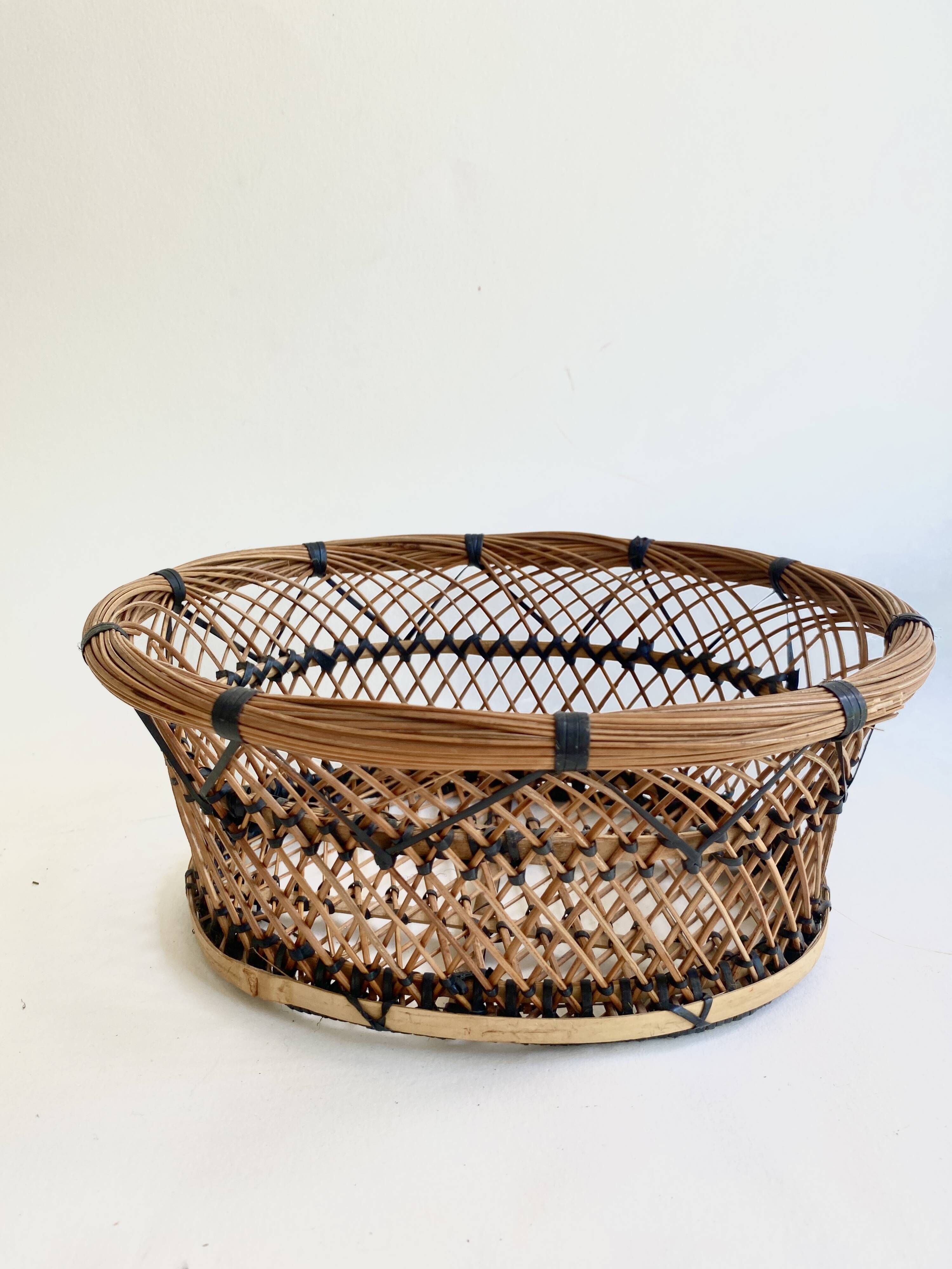 Mid-century woven fiber basket