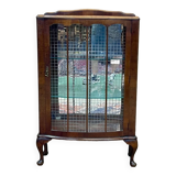 1950s English walnut display cabinet