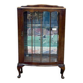 1950s English walnut display cabinet
