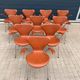10x armchairs with arms, series 7 Butterfly Fritz Hansen by Arne Jacobsen in Cognac leather, in perfect condition.