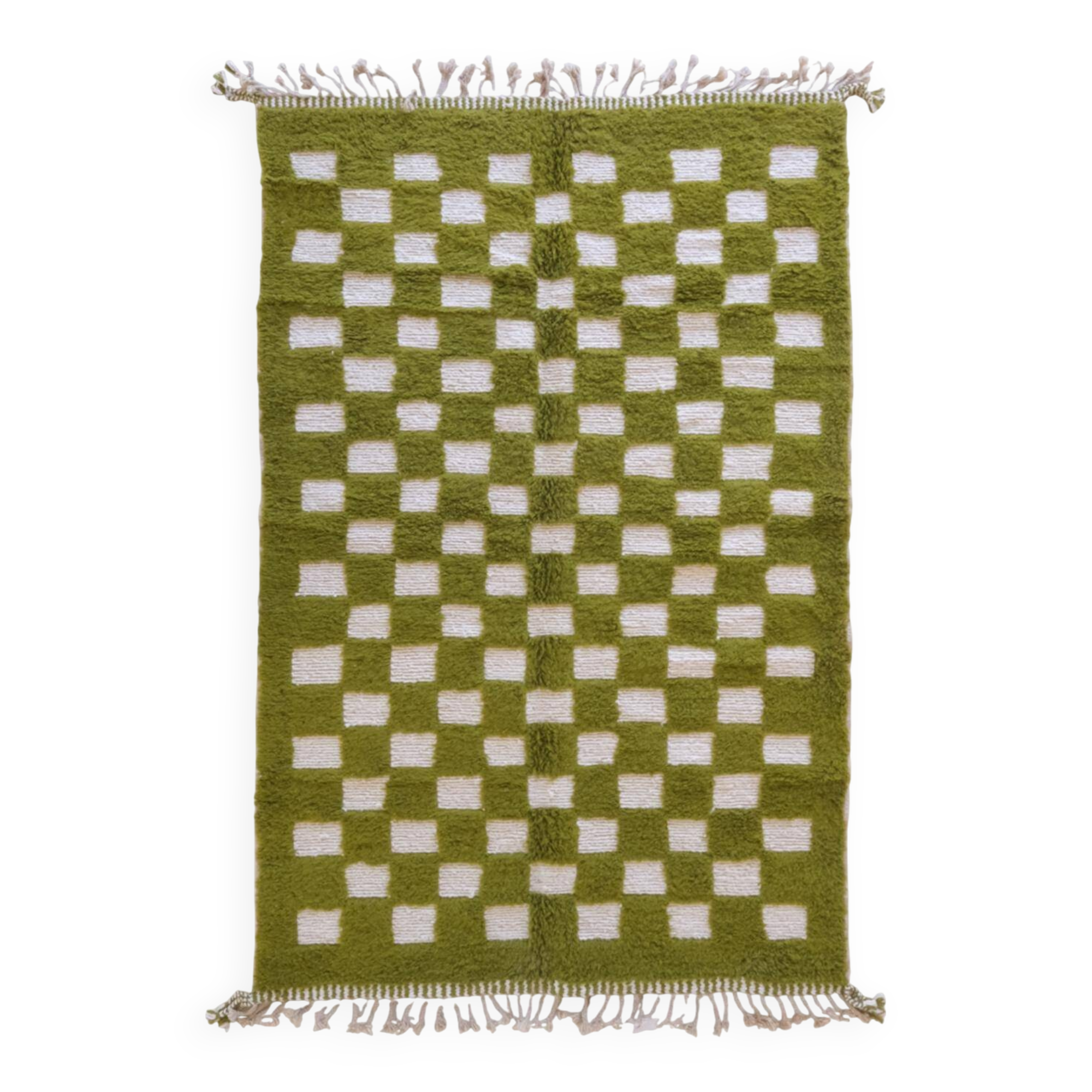 Green checkered rug - 288 x 184 cm