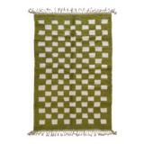 Green checkered rug - 288 x 184 cm