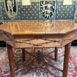 Ensemble table et 4 chaises en bois effet bambou