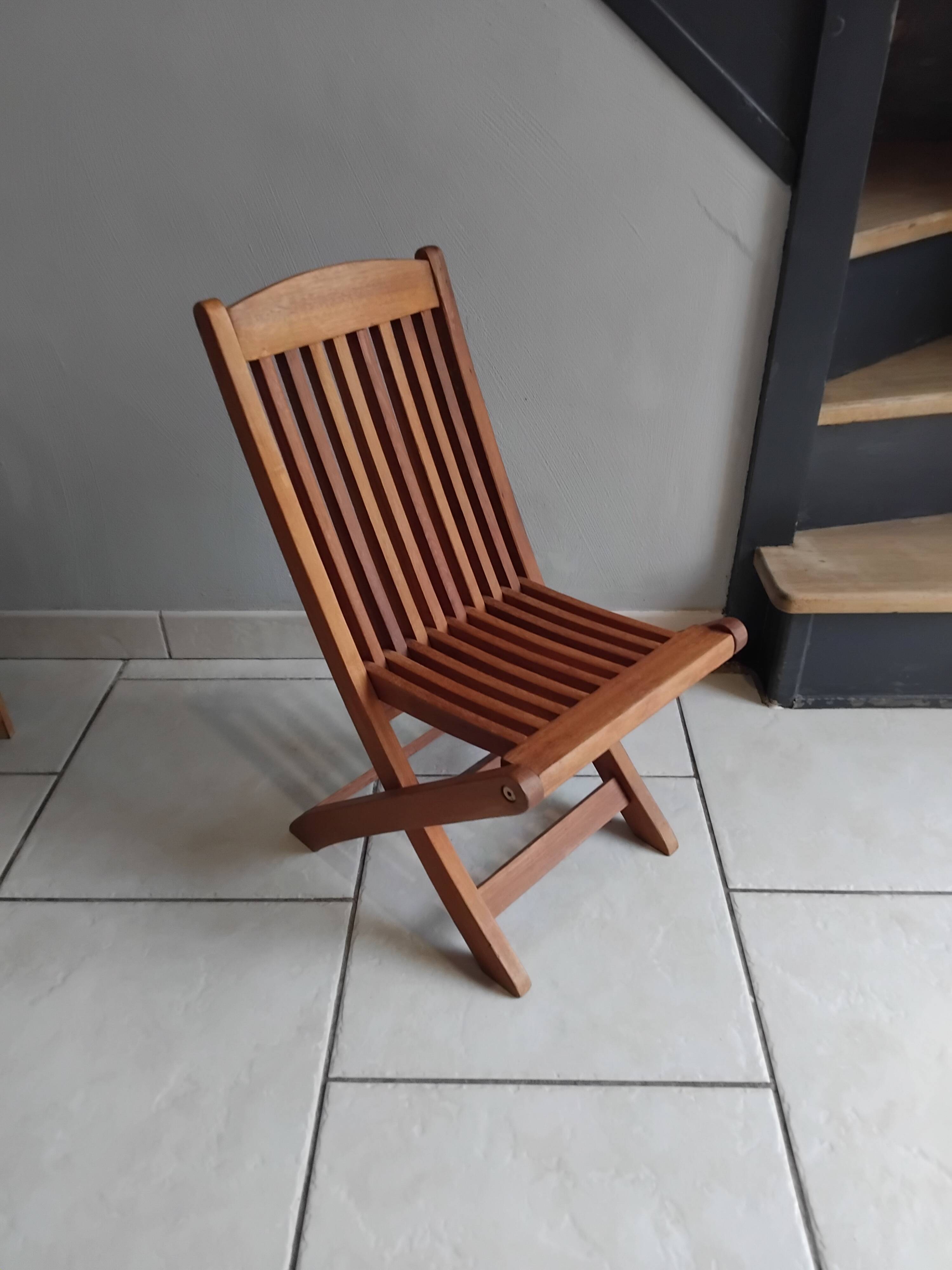 Vintage folding teak children's chair