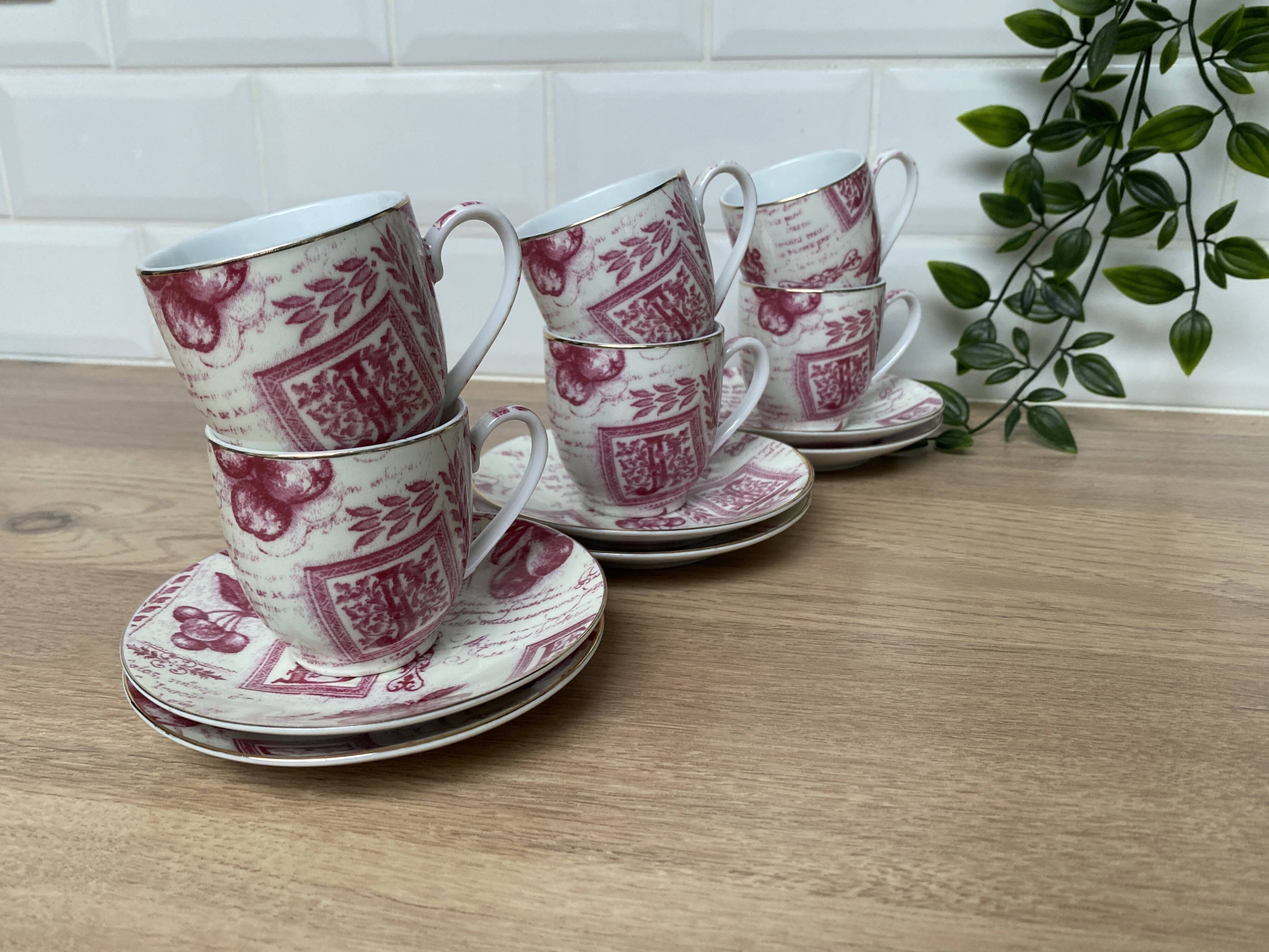 Set of 6 Country Corner coffee cups