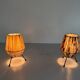 Pair of table lamps with plastic shades and tripod base, 1960s, Italy