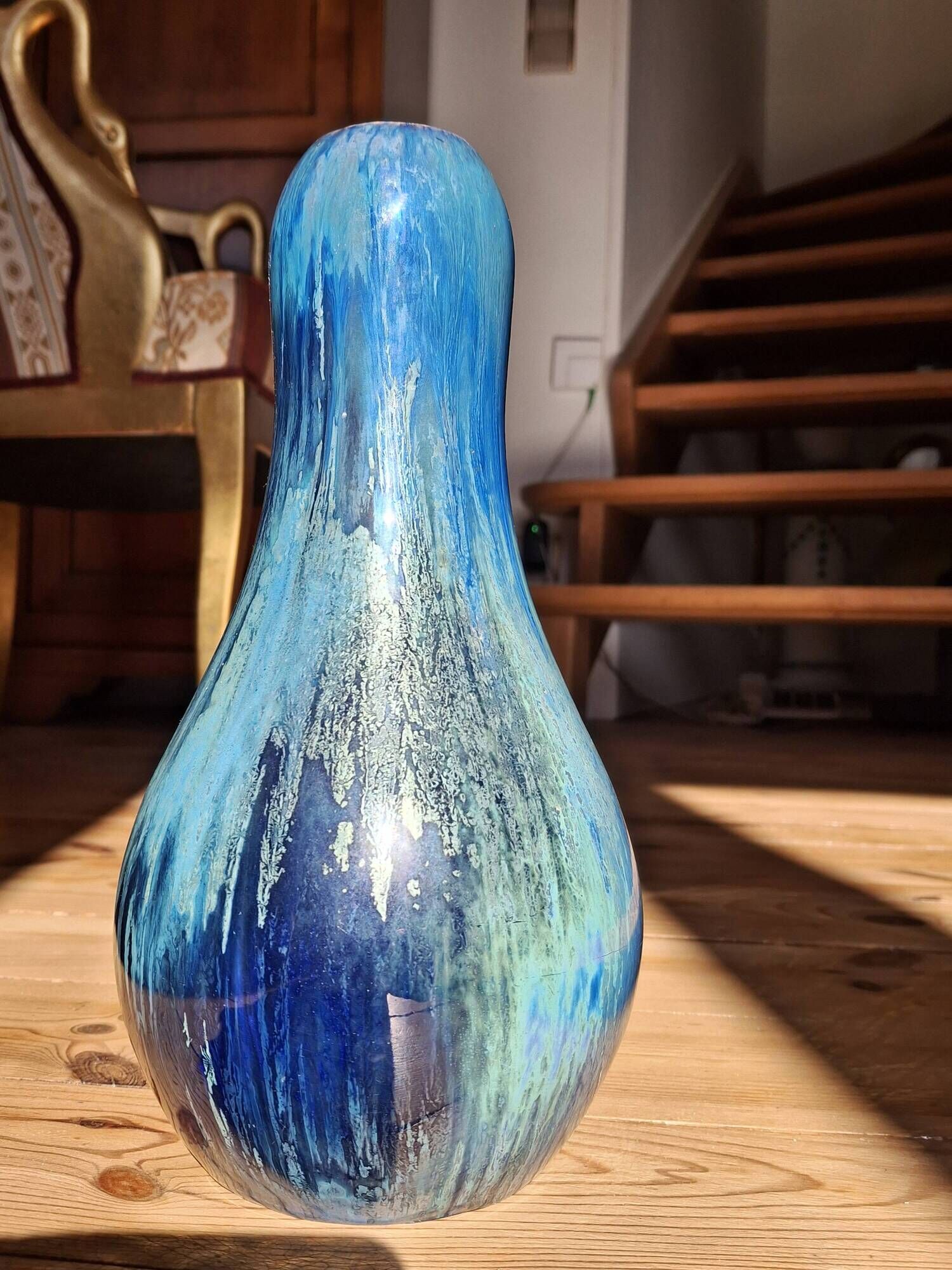 Iridescent vase Alphonse Cythère 1861-1941 26 cm signed Art Deco period 1920