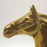 Vintage Brass Horse Head Bookends Pair – French Cast Brass Equestrian Decor