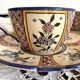 Antique Quimper Henriot earthenware cups and saucers