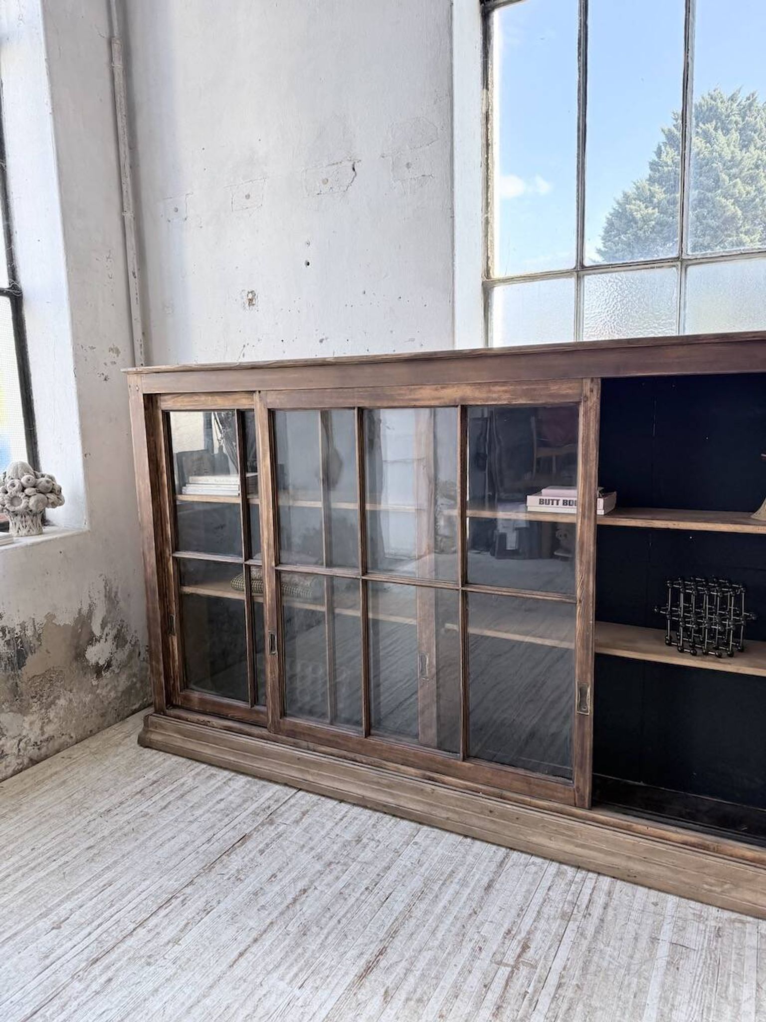 XXL industrial sideboard with glass doors