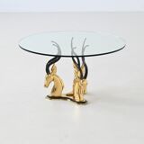 Hollywood Regency style coffee table brass antelope France 1970