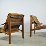 BRUKSBO / vintage Hunter safari easy chairs (2) / Torbjørn Afdal / Norway 1960s