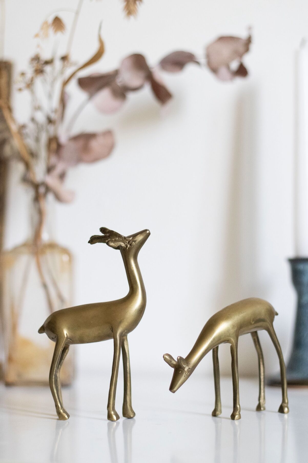 Vintage brass deer and doe
