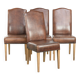 Vintage set of 4 dining chairs made of sheepskin leather with a high back