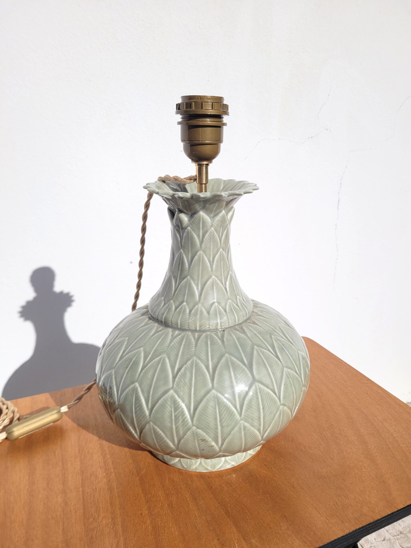 Vintage tropical ceramic lamp base, 1973