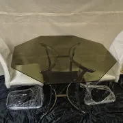 Smoked glass octagonal table from the early 1970s.