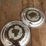 Pair of old silver metal plates