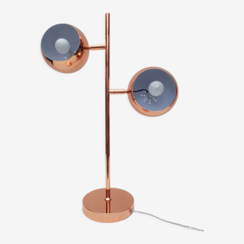 Copper table lamp, 2 spherical heads