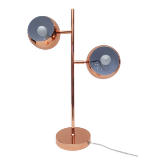 Copper table lamp, 2 spherical heads