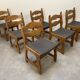 6 vintage solid wood brutalist chairs