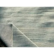 Minimalist Handmade Area Rug in Ivory. Hand-Knotted Wool and Bamboo Carpet