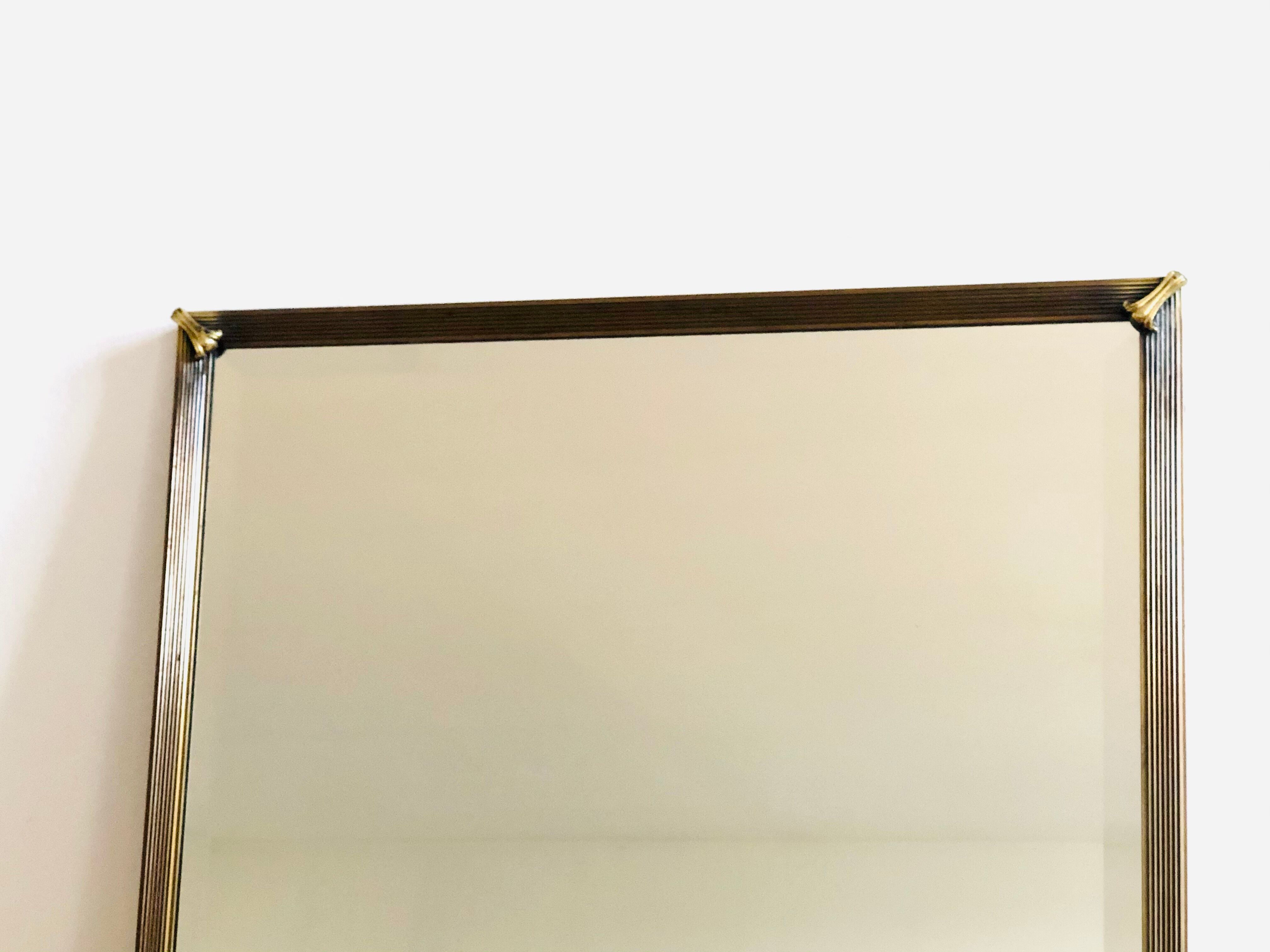 Old beveled mirror brass frame 74x50cm