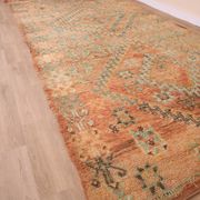 Peach Vintage Moroccan Rug 173 x 383 cm, Berber Wool Rug, Handmade Boho Rug