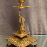 Lamp foot XIXth Louis XIV with stylized dauphin mounted in lamp without transformation