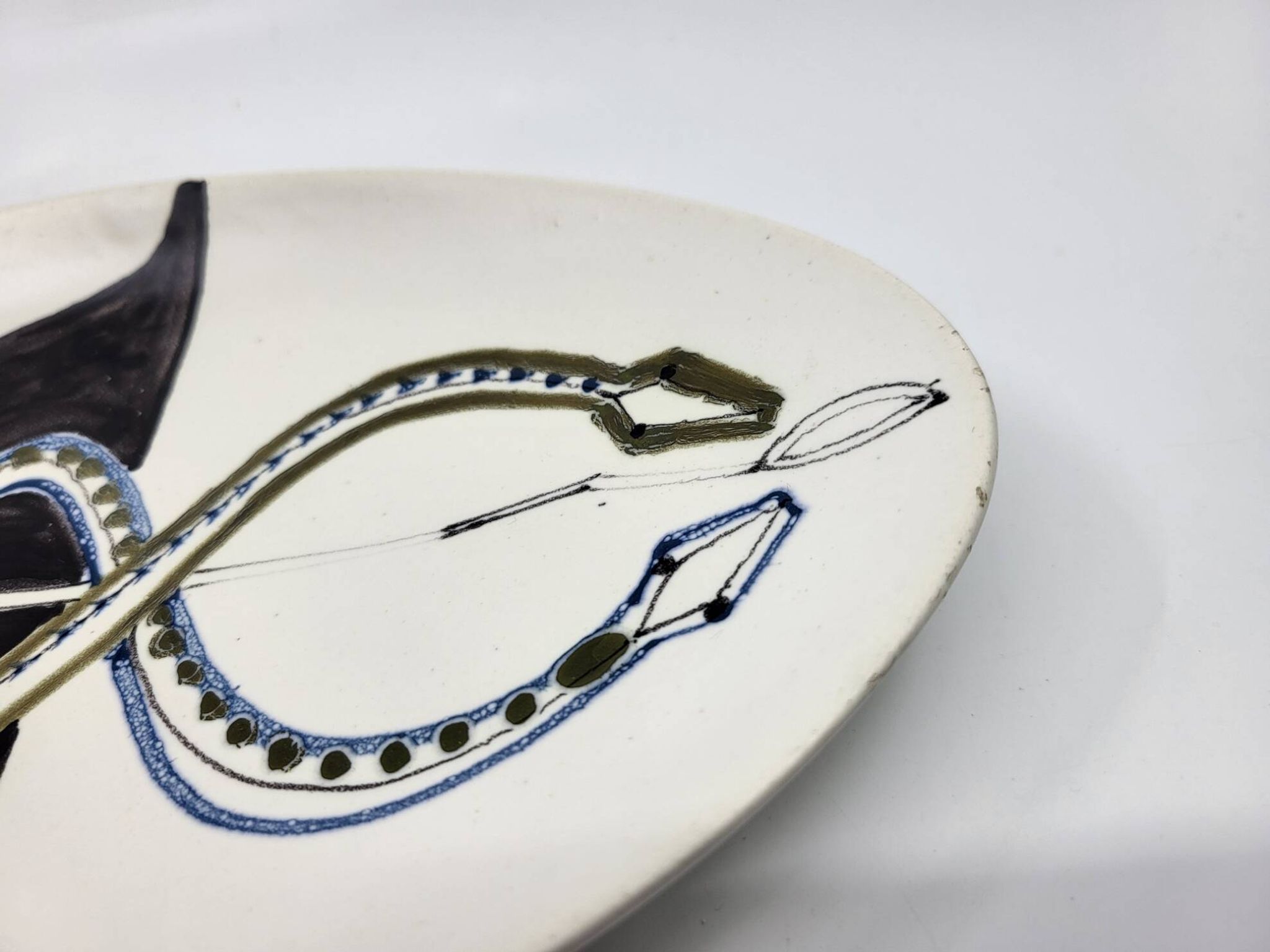 Cup Vide Poche Roger Capron Serpents decor ceramic France 1950