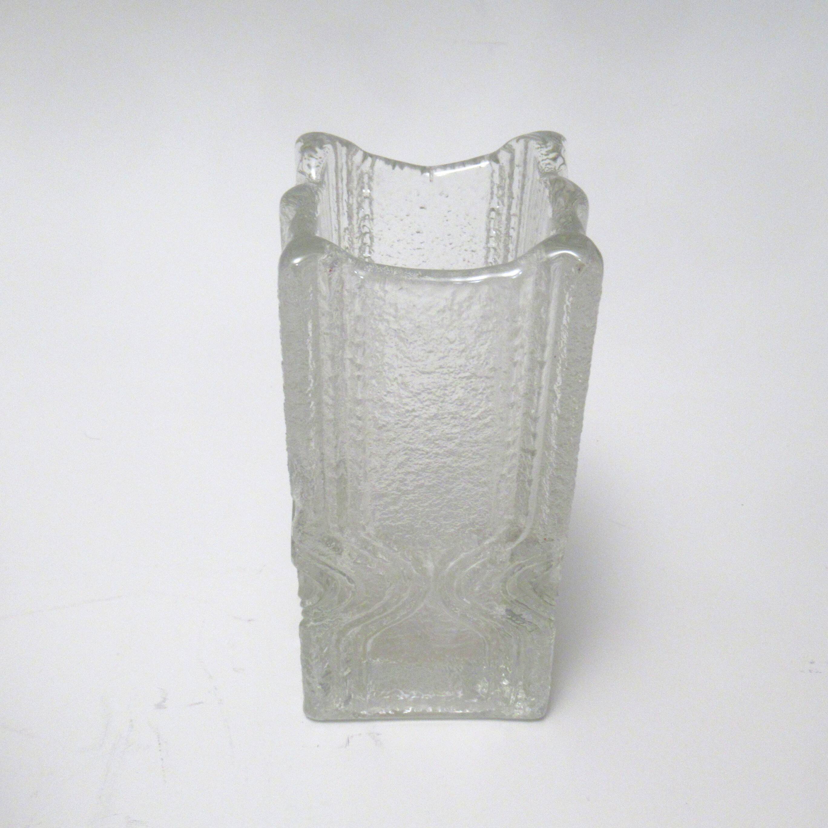 Brutalist moulded glass vase from the 1970s.