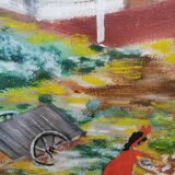 Painting on wood scene of cuba life