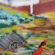 Peinture sur bois scene de vie cuba