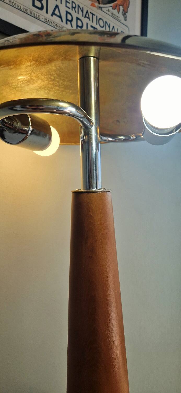 Large nautical lamp in wood and brass from the 80s