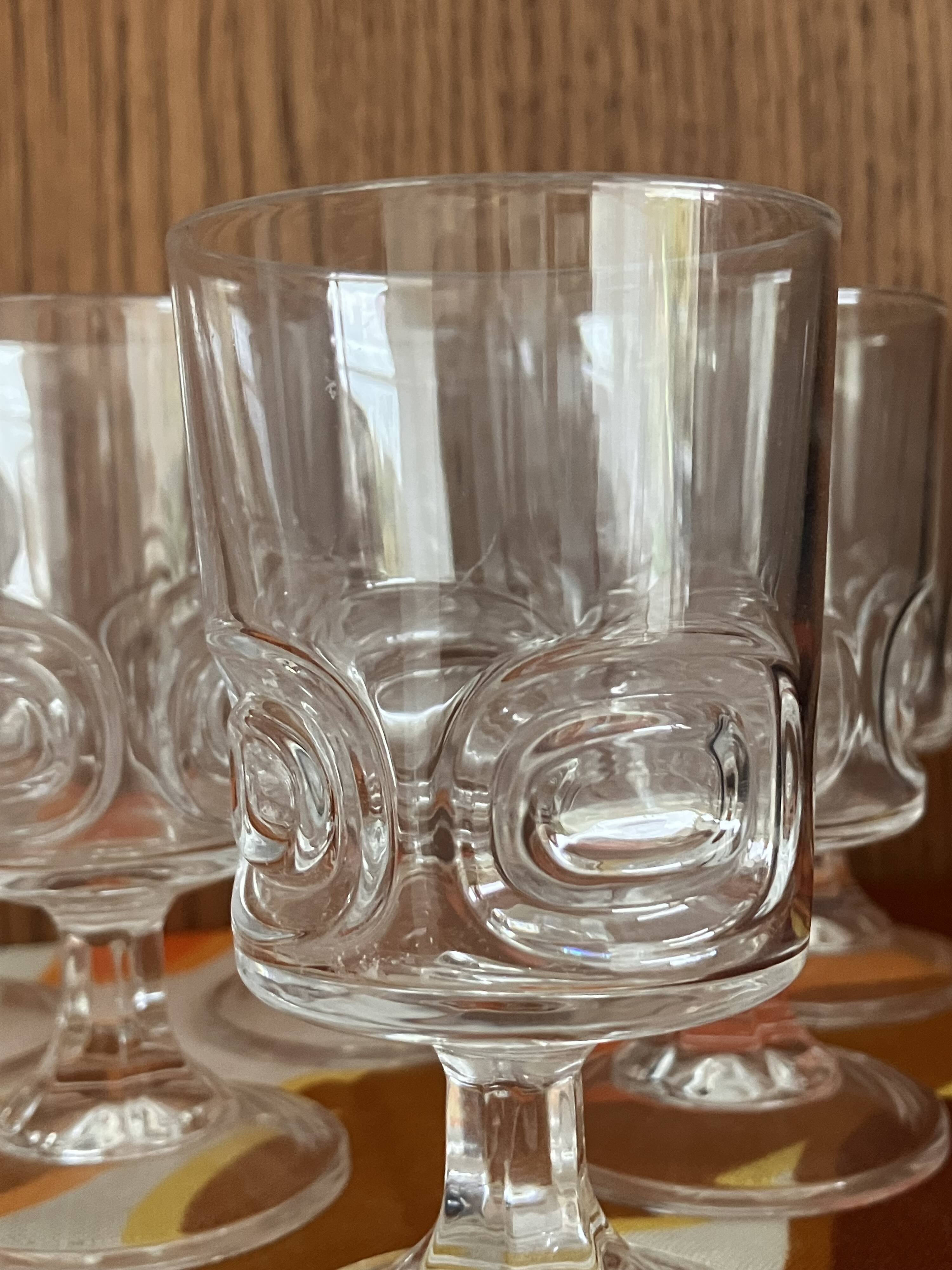 Wine or liqueur glasses from the 1970s, crystal from Arques.