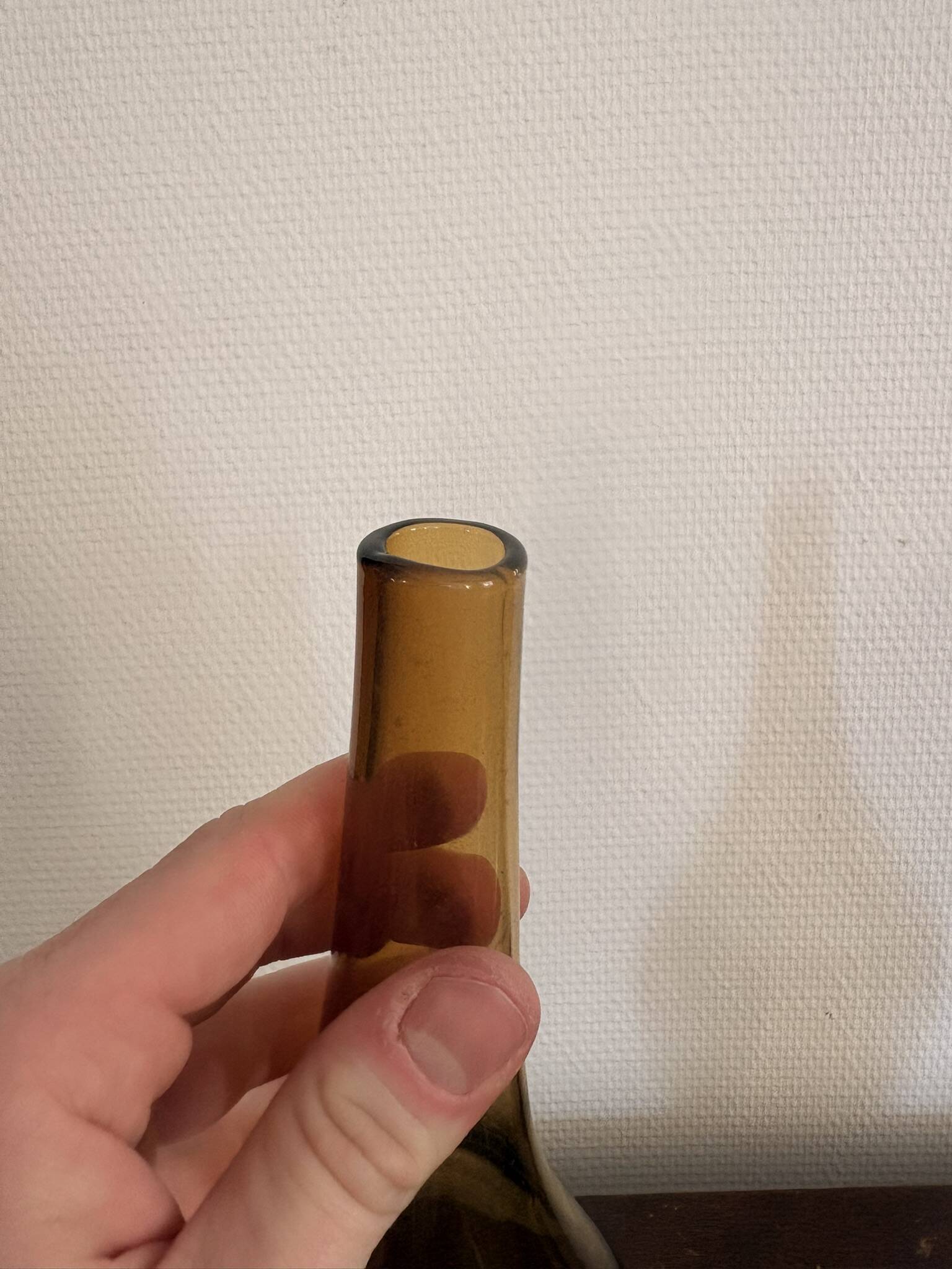 Vintage Pair of Vase Soliflore Blown Moulded Glass Mid Century Holmegaard