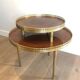 Tripod gueridon in neoclassical style made of mahogany, brass, and a golden metal base.