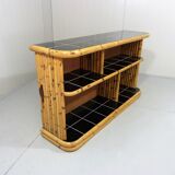 Bamboo rack with black tiles bookcase 1950