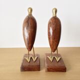 Vintage brass and rosewood birds