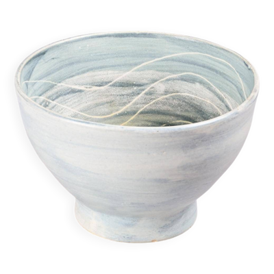 Coupe en céramique émaillée blanche par Marie Madeleine Jolly, France, vers 1960