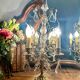 Girandole candelabra lamp in crystal and bronze