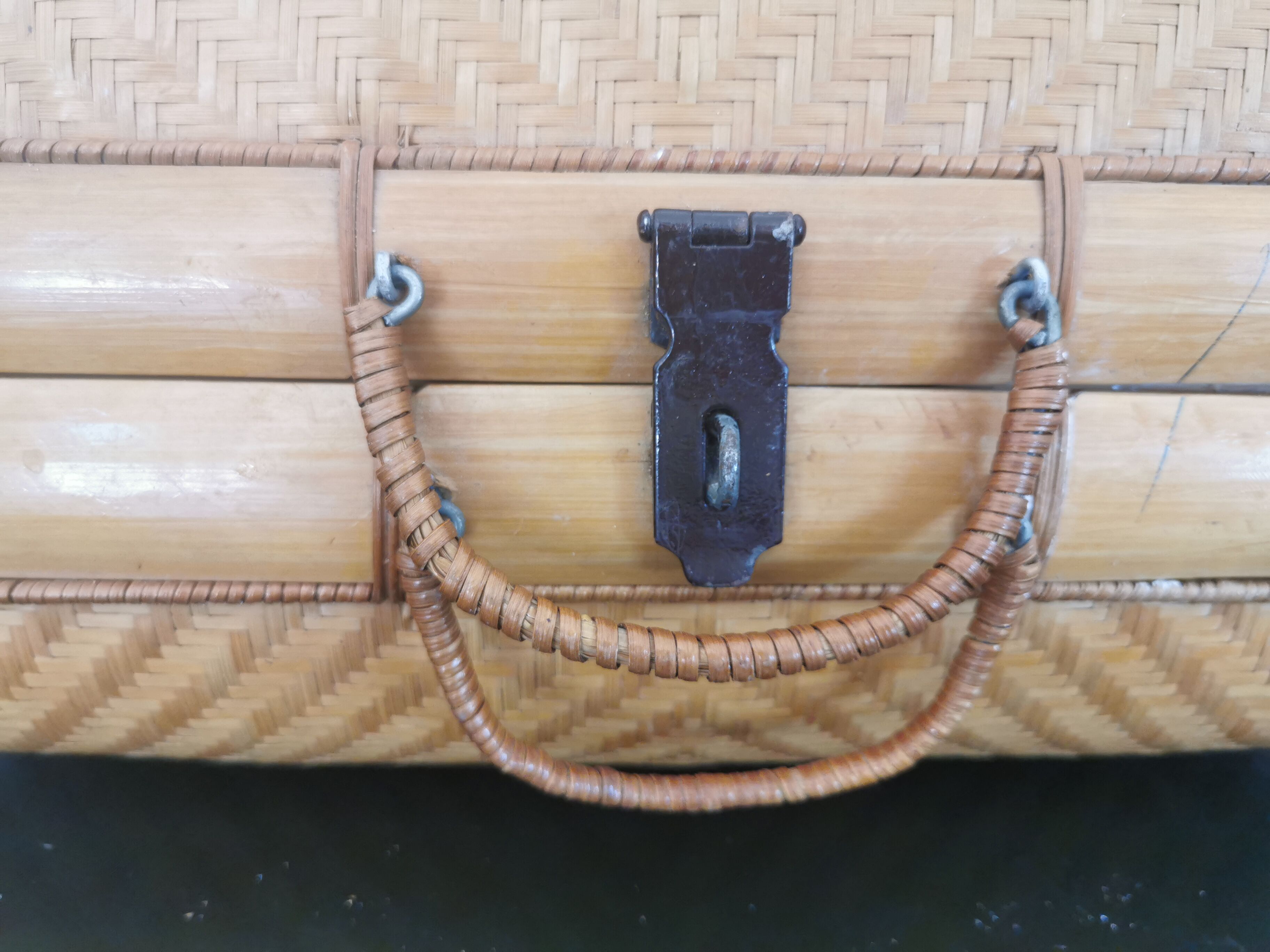 Vintage wicker suitcase