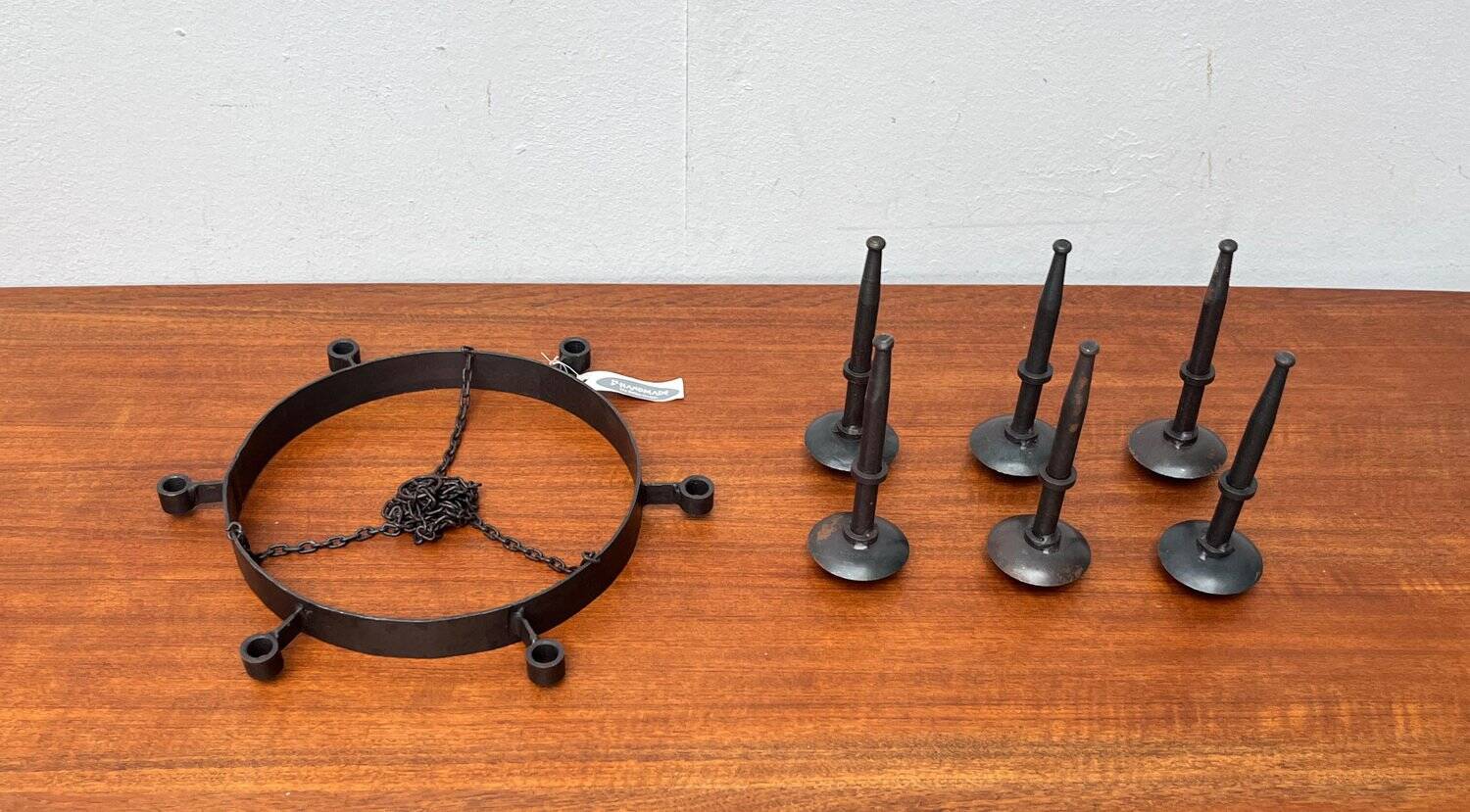 Vintage brutalist wrought iron candle holder by Boltze, 1970s.