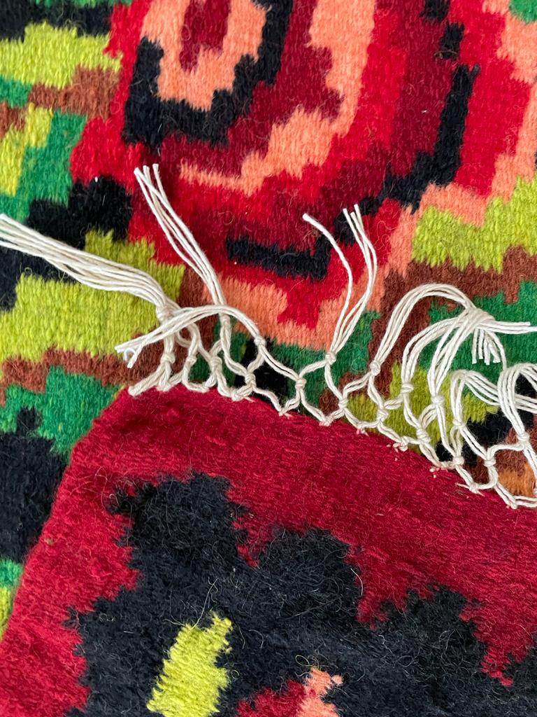 Floral transylvanian rug handwoven in romania, colorful flowers