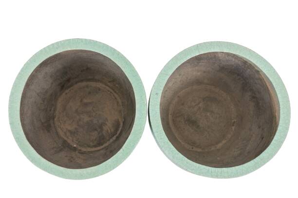 Pair of large glazed terracotta planters. 1950s.