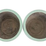 Pair of large glazed terracotta planters. 1950s.
