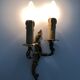 Old pair of wall sconces with double fires in real bronze, acanthus leaf. Year 50